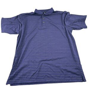 Bolle Mens Blue Striped Short‎ Sleeve Polo Shirt XL Polyester/Spandex